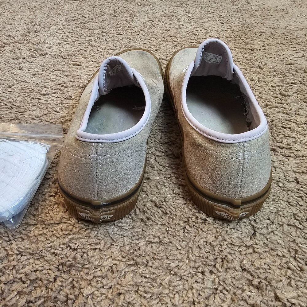 Vans Shoes Mens 6.5 Womens 8 Beige Suede Brown Heal Gum Sole Skateboarding EUC - Picture 5 of 9